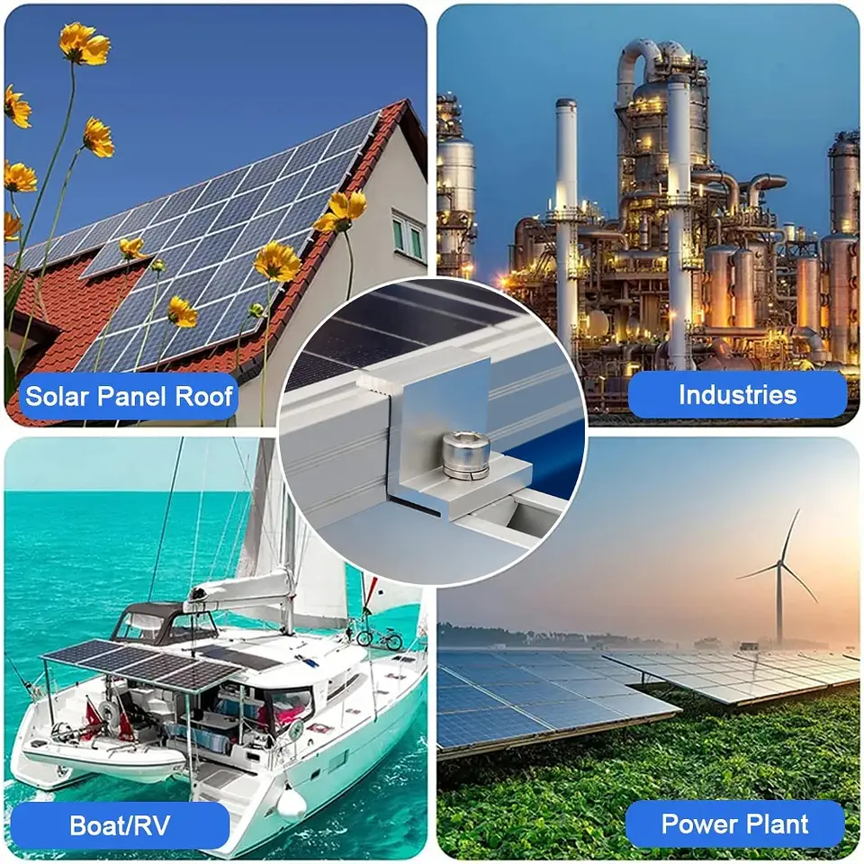 Solar Panel Adjustable Bracket Clamps PV Bracket Mounting Clip Solar Mid And End Clamp 30mm 35mm 40mm For Fixing Solar Panel 5