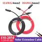 1Pair Solar extension cable wire 12 10AWG 4/6mm² Red Black with male and female connectors For solar panels solar controller     - thumbnail 1