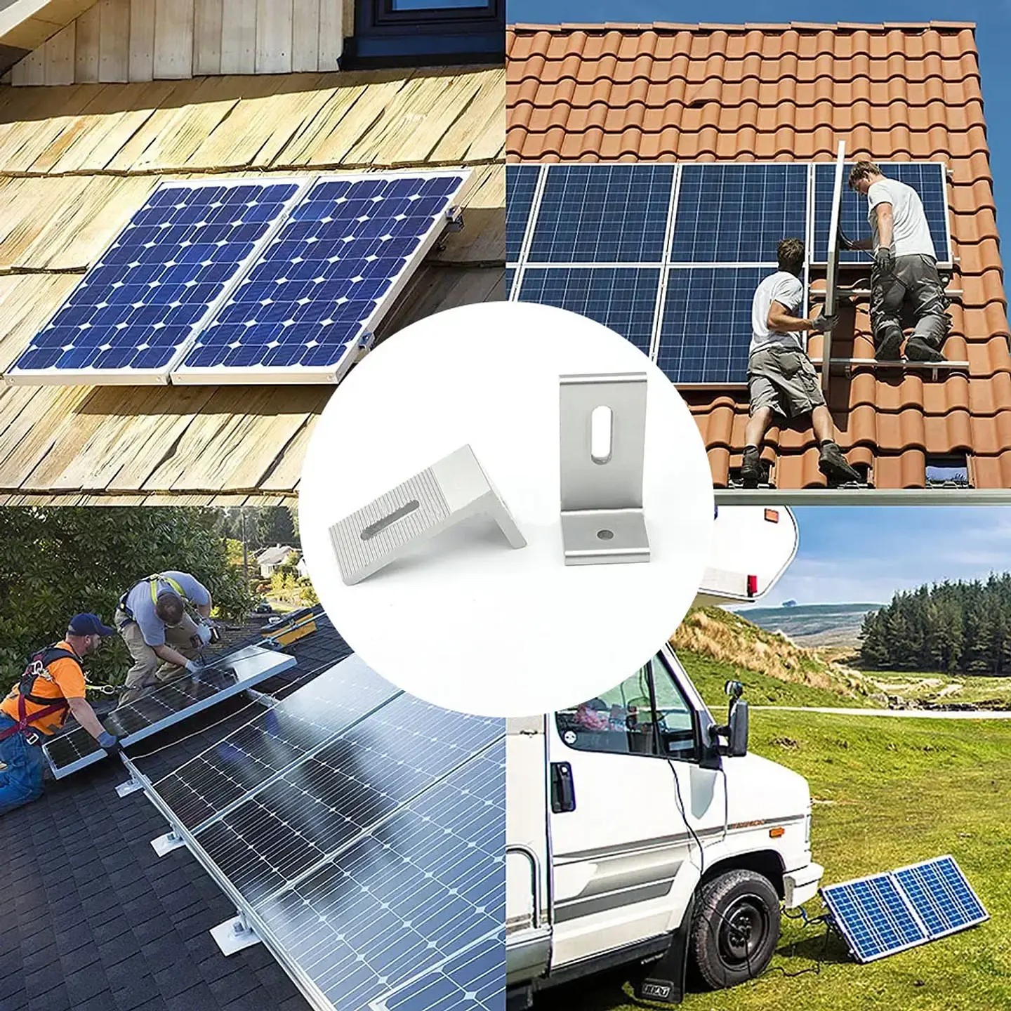 10pcs Solar Panel Mounting Brackets Flat Roof Mount Kit  Photovoltaic 90 Degree L Bracket Solar System Installation Accessories 4