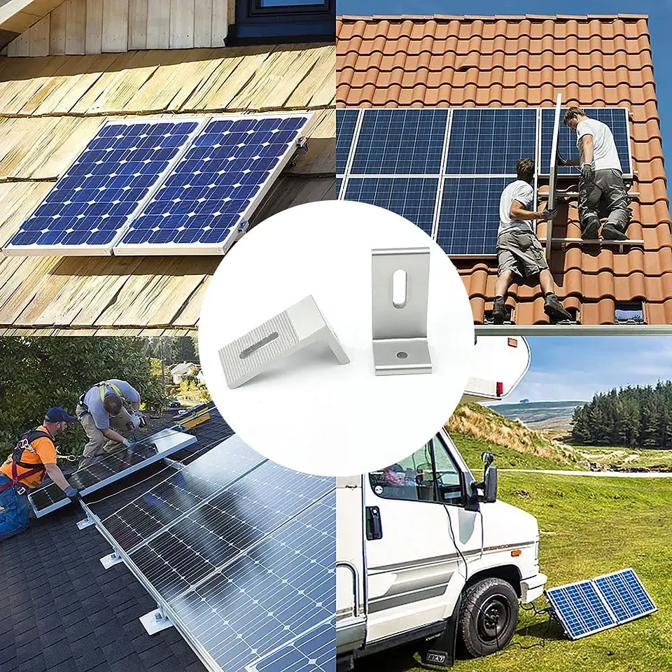 10pcs Solar Panel Mounting Brackets Flat Roof Mount Kit  Photovoltaic 90 Degree L Bracket Solar System Installation Accessories 4