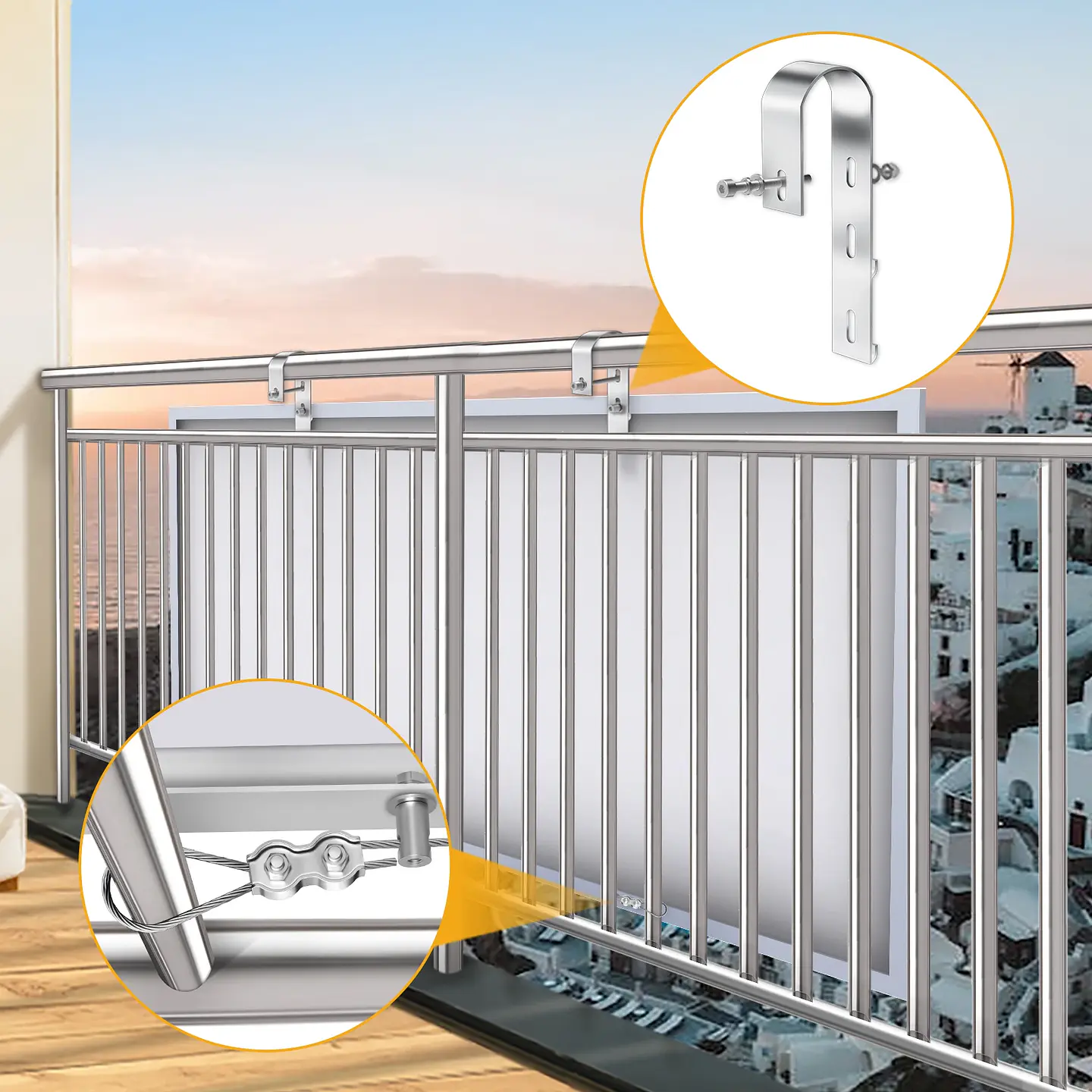 2PCS  Aluminium Solar Panel Bracket Hook for Balcony Railing, Solar Panel Mounting Bracket, PV Module Holder for Balcony Rail 5