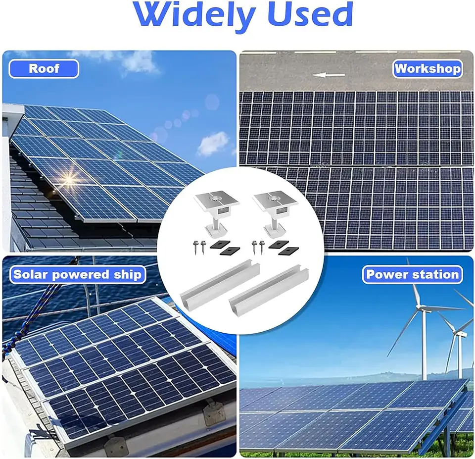 12 Pcs Solar Panel Bracket Kit  Aluminium Mounting Rail 30mm/35mm End Clamps Brackets for Flat Roof PV Mounting Rail 5