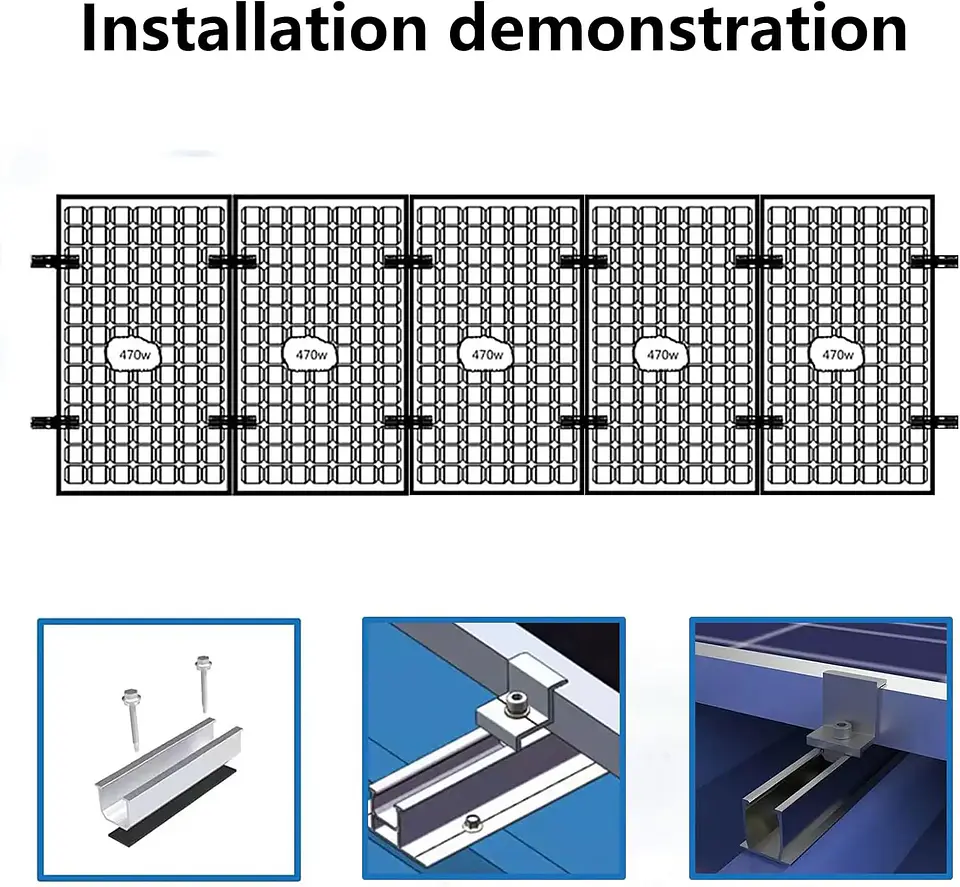 12 Pcs Solar Panel Bracket Kit  Aluminium Mounting Rail 30mm/35mm End Clamps Brackets for Flat Roof PV Mounting Rail 6