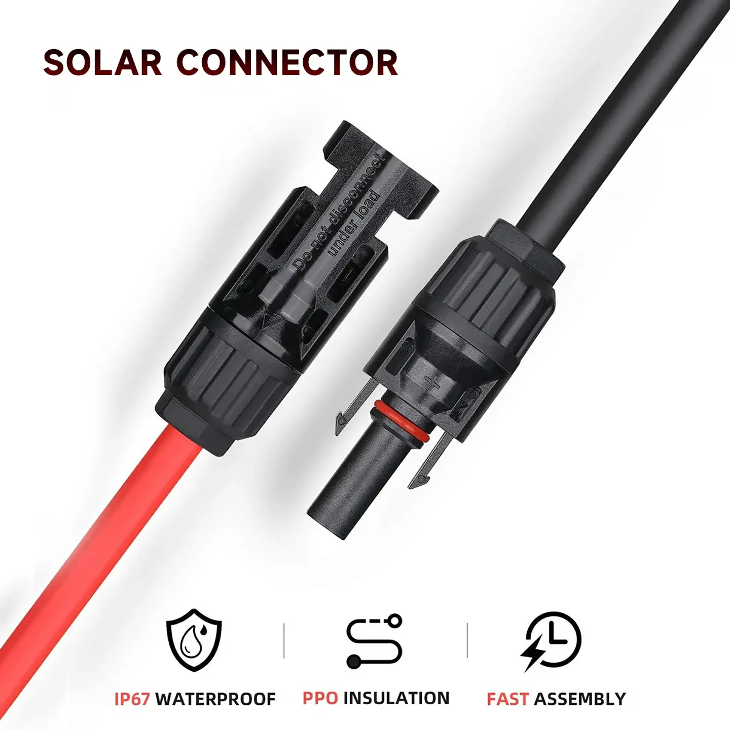 GEYA Solar PV Cable 2000VDC with Connector 3/6/9Meters 6mm2 Solar Panel Cable Photovoltaic Wire 10AWG 1 Pair Red&Black 4