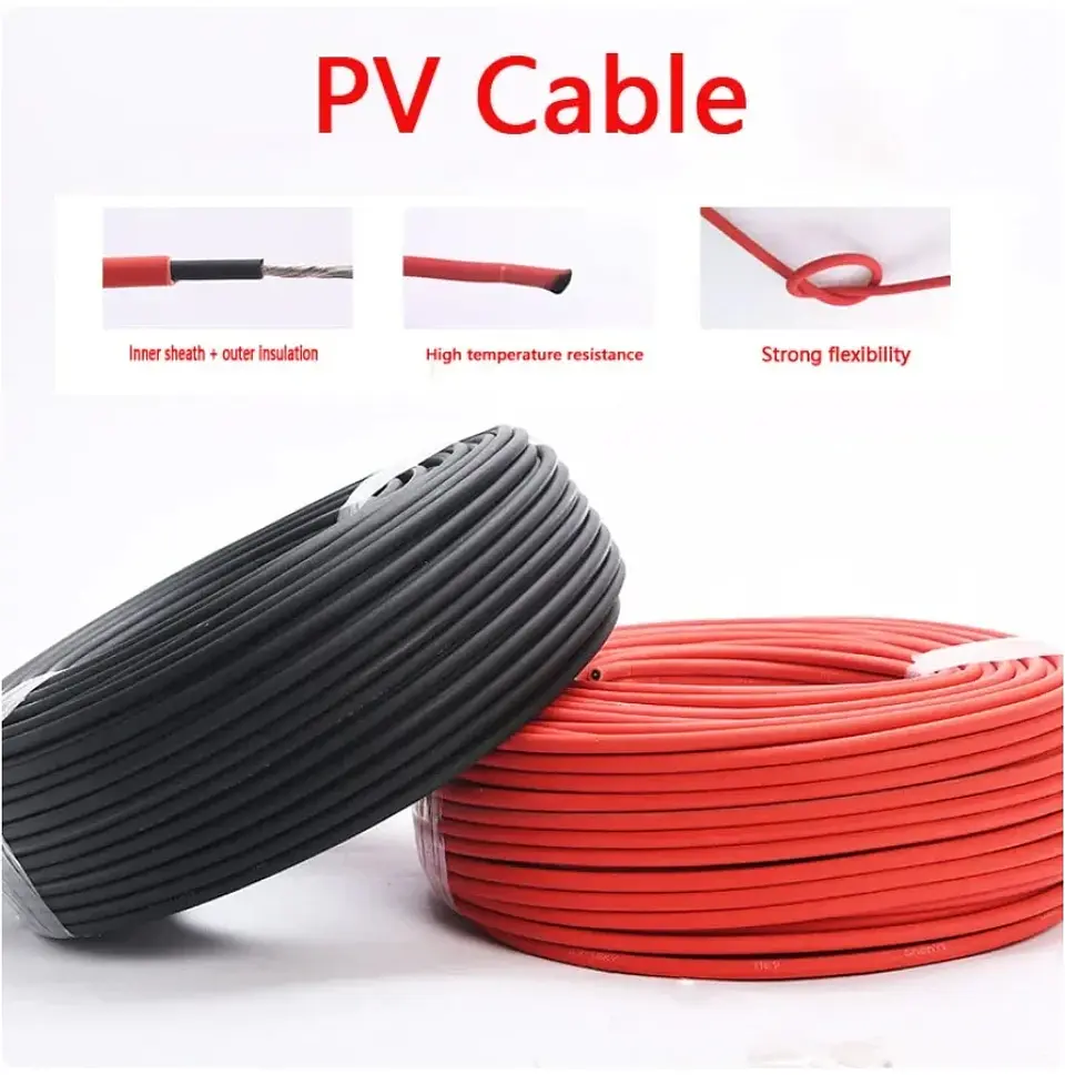 PV Solar Cable 14/12/10 AWG 2.5mm2 4mm2 6mm2 10mm2 Solar Power Cable Wire Cable for PV Panels Connection Red Black XLPE jacket 2