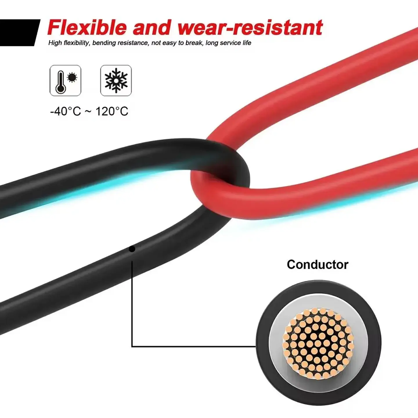 PV Solar Cable 14/12/10 AWG 2.5mm2 4mm2 6mm2 10mm2 Solar Power Cable Wire Cable for PV Panels Connection Red Black XLPE jacket 3