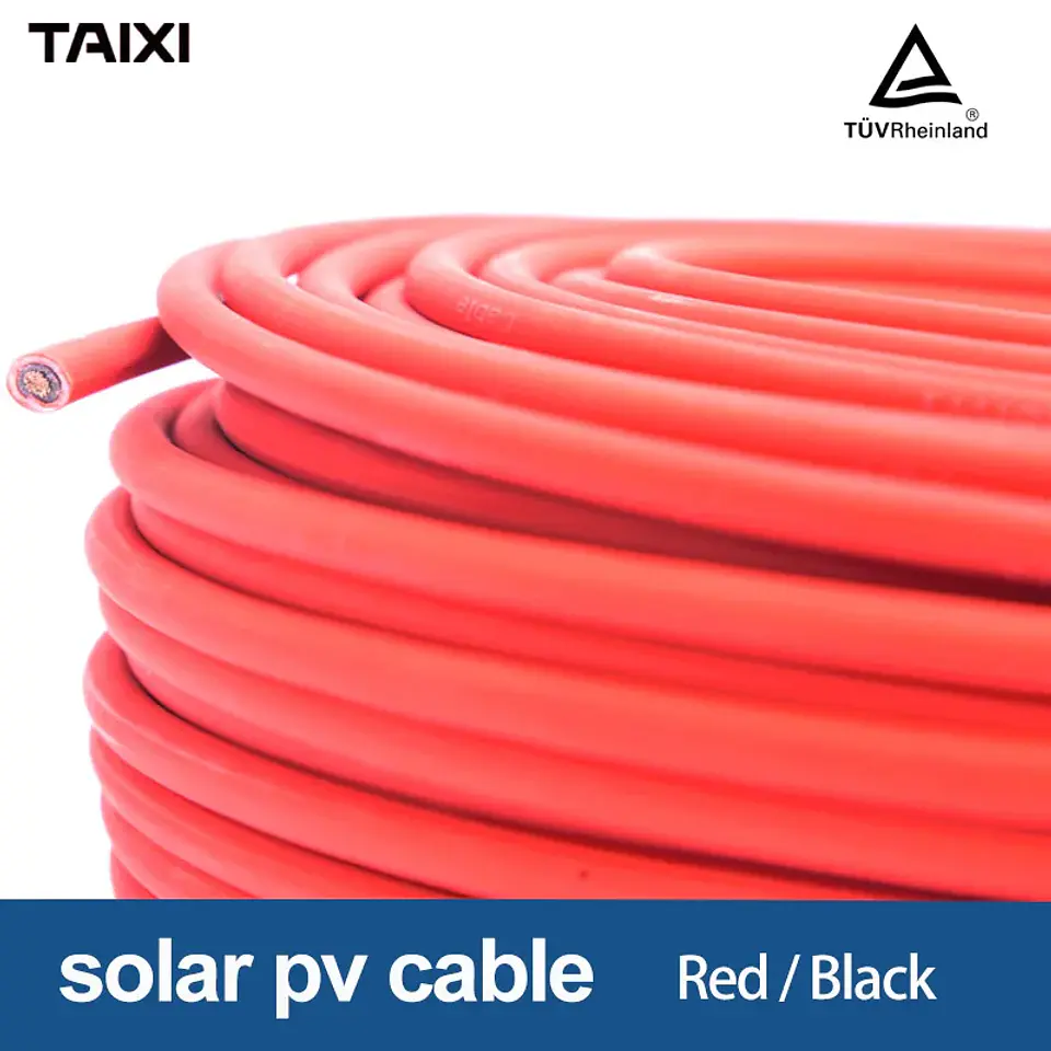 Solar Photovoltaic PV Cable Wire Battery Connection Cable 4 6 8 10 12 14 16 AWG/2.5 4 6 8 10mm2  Red Black Cable 5