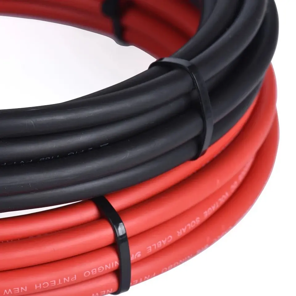 Solar Photovoltaic PV Cable Wire Battery Connection Cable 4 6 8 10 12 14 16 AWG/2.5 4 6 8 10mm2  Red Black Cable 6