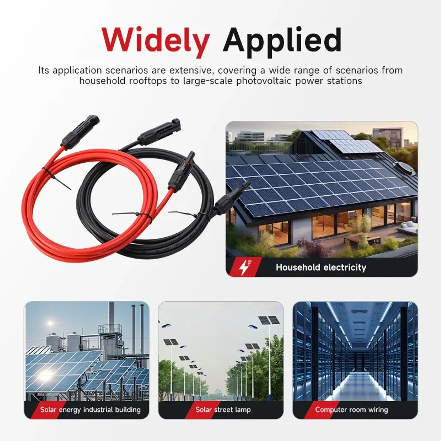 GEYA Solar PV Cable 2000VDC with Connector 3/6/9Meters 6mm2 Solar Panel Cable Photovoltaic Wire 10AWG 1 Pair Red&Black 6