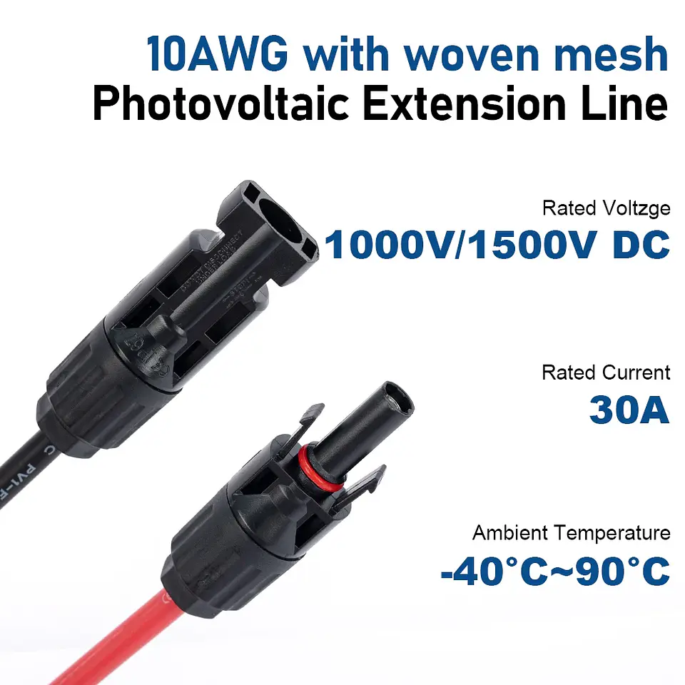 Heavy Duty Braided Solar Cable 10AWG 12AWG Reinforced PV Extension Wire for RV Off-Grid System Durable Outdoor Cables 4