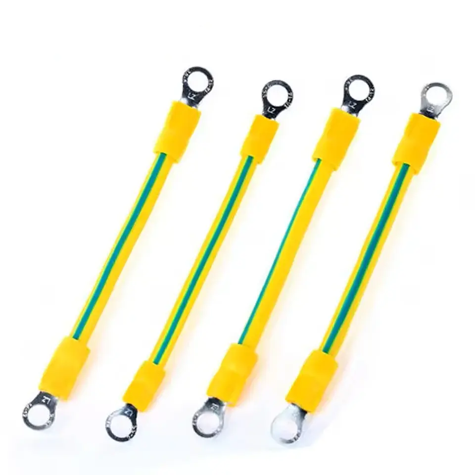 10AWG 12AWG 14AWG Solar PV Ground Wire with Terminal 2.5mm 4mm 6mm Earth Wire Hole 6mm Yellow-Green Flexible Copper Earth Cable 6
