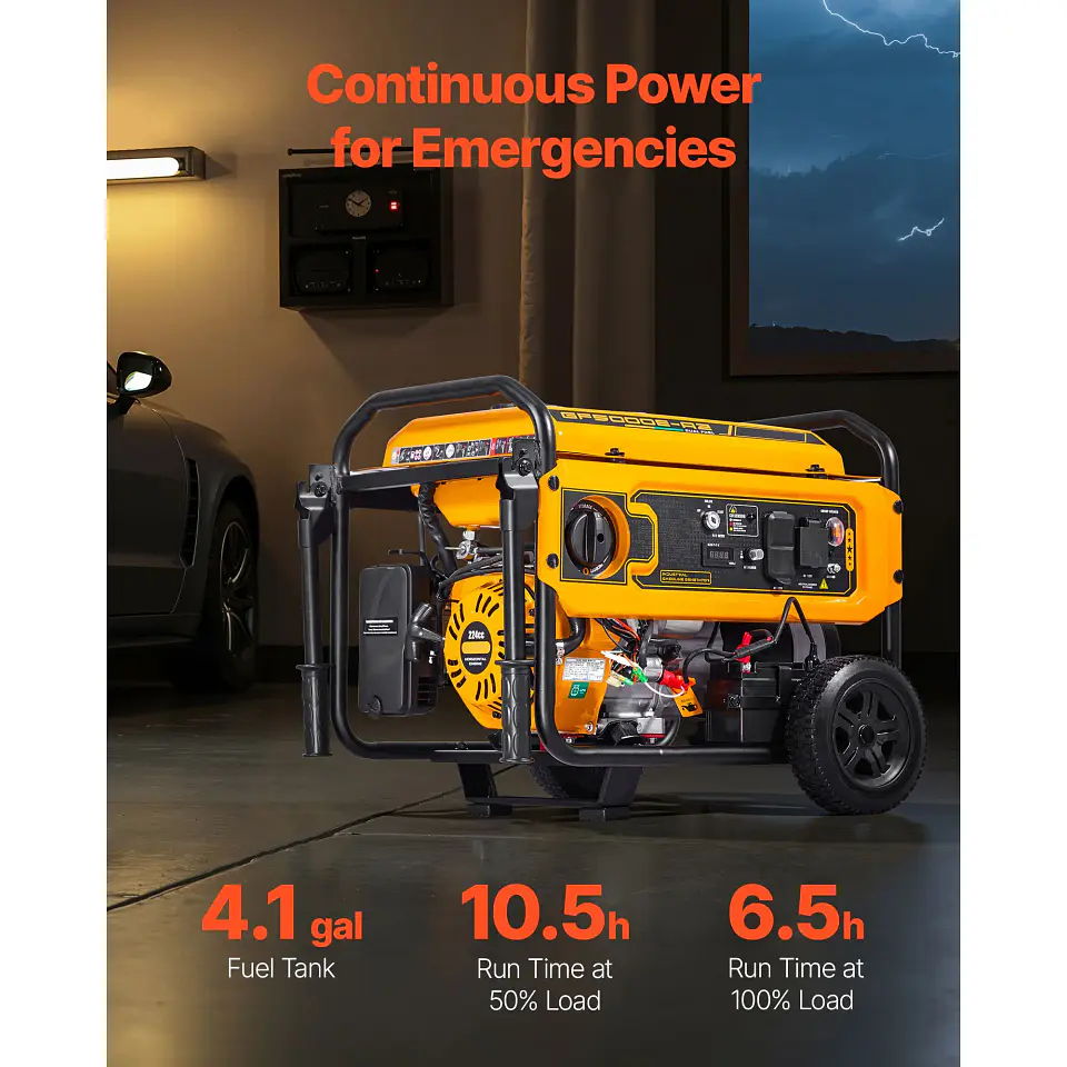 VEVOR Dual-Fuel Portable Generator, 4,650 W Peak | Nova Bliss 3