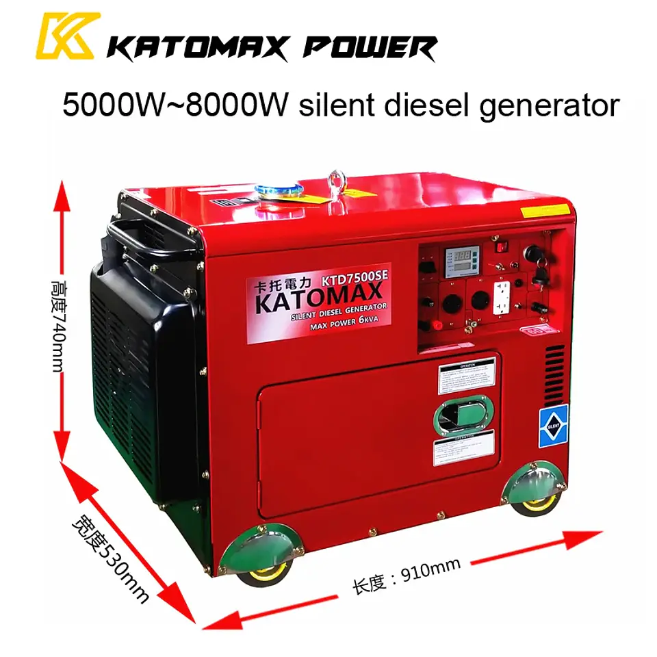 KATOMAX Silent Diesel Generator, 4.5 kW Rated / 5 kW Peak | Nova Bliss 6