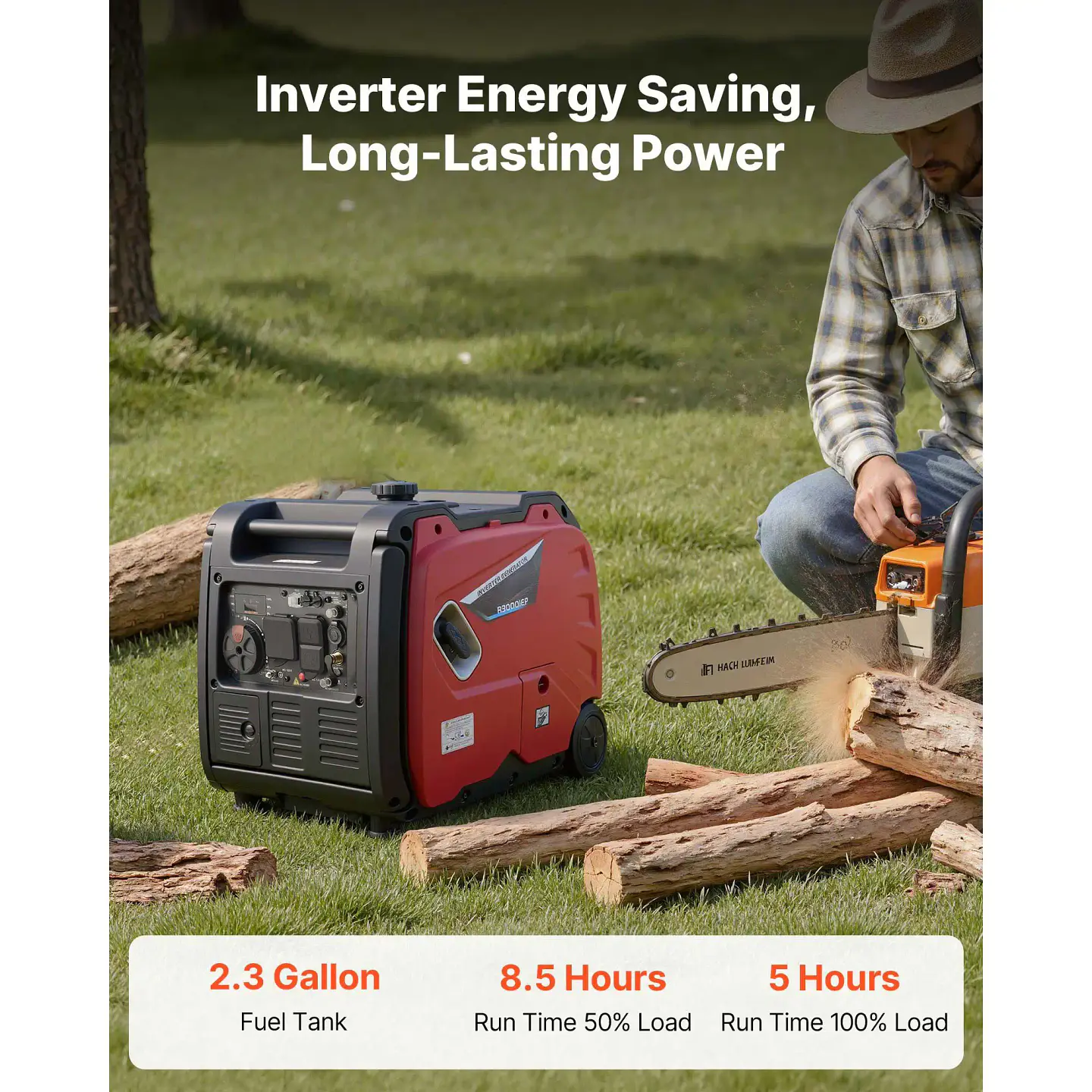 Quiet Dual-Fuel Gasoline / LPG Inverter Generator, 4,200 W Peak | Nova Bliss 3