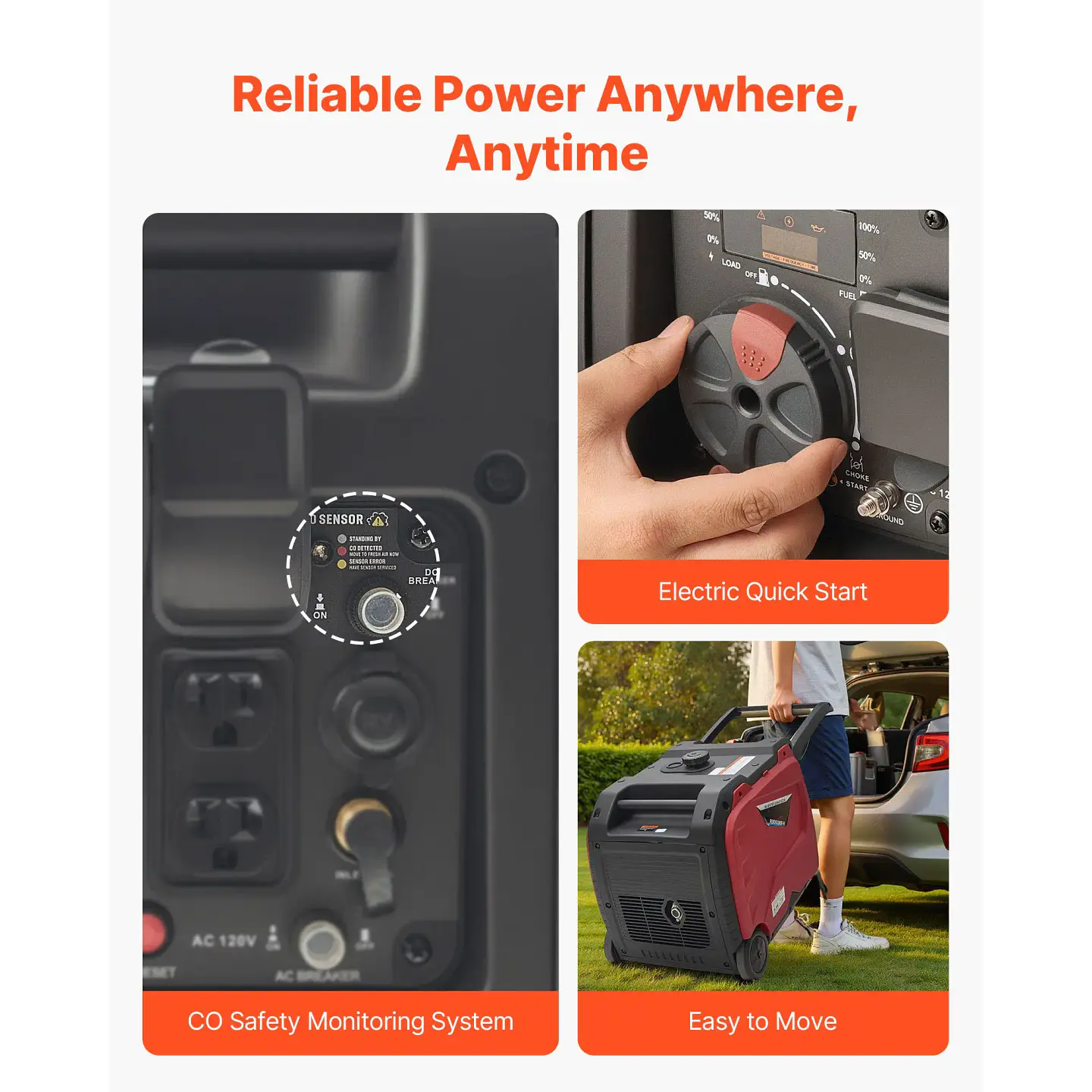 Quiet Dual-Fuel Gasoline / LPG Inverter Generator, 4,200 W Peak | Nova Bliss 6