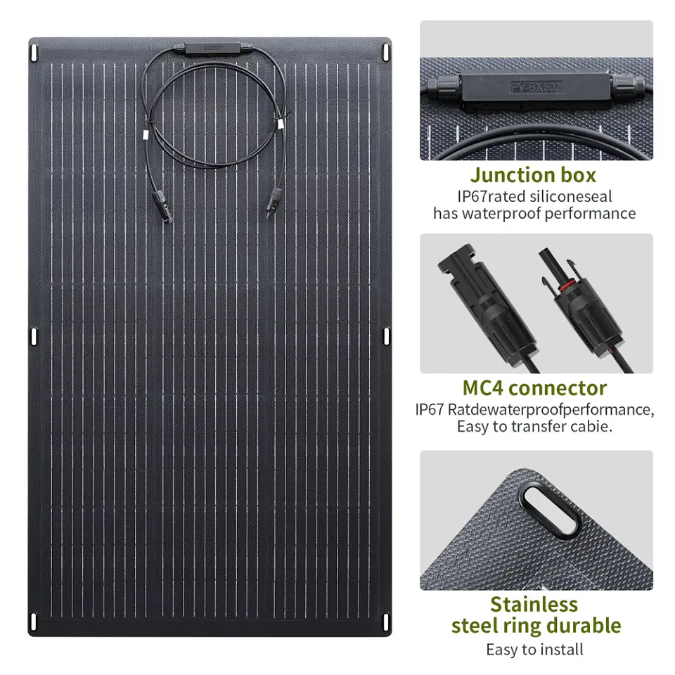 ALLPOWERS 100W Flexible Solar Panel — 18V, IP68 3