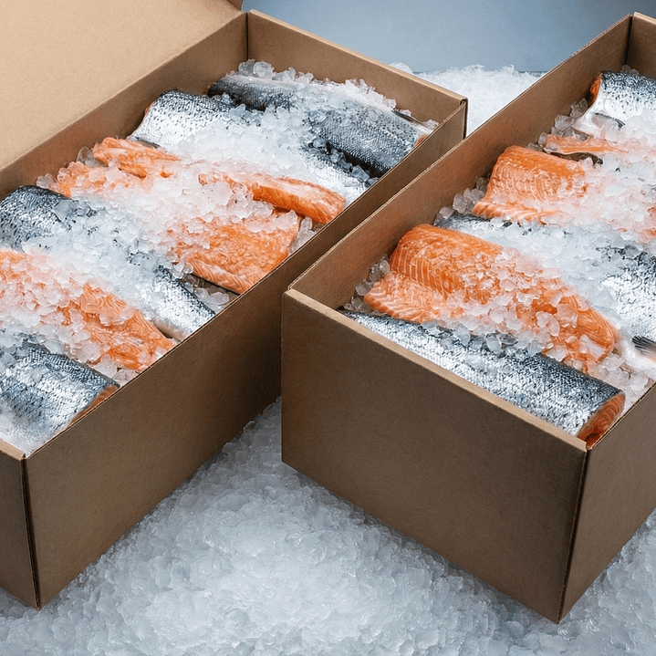 Caja por mayor de SALMÓN FILETE PREMIUM CON PIEL 20 Kilos 1