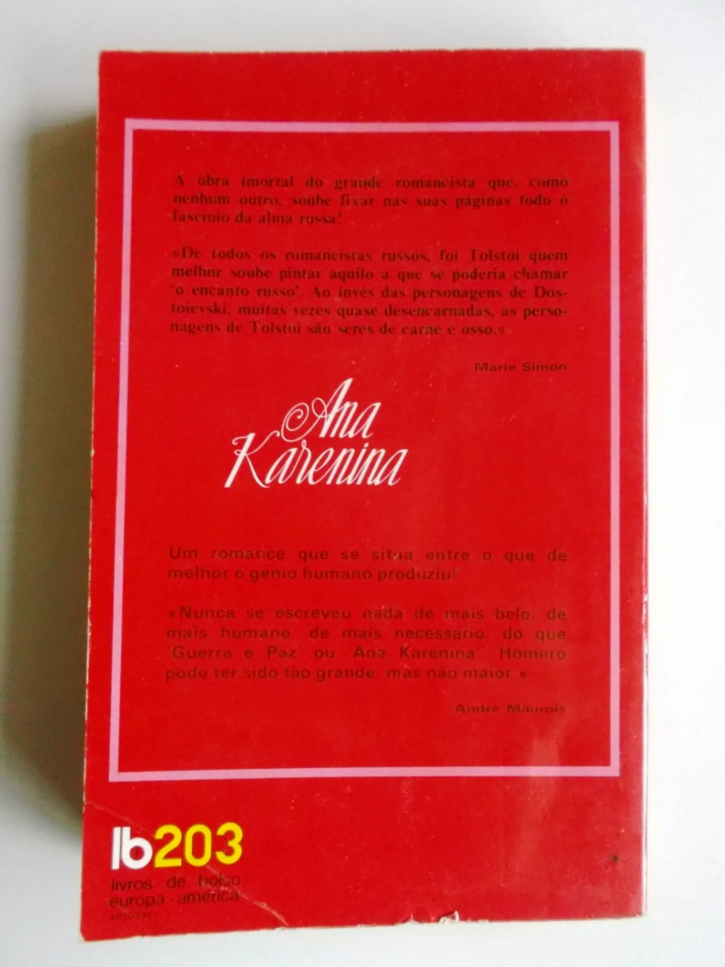 Livro de Bolso Europa América 203 - Ana Karenina II - Leão Tolstoi 2