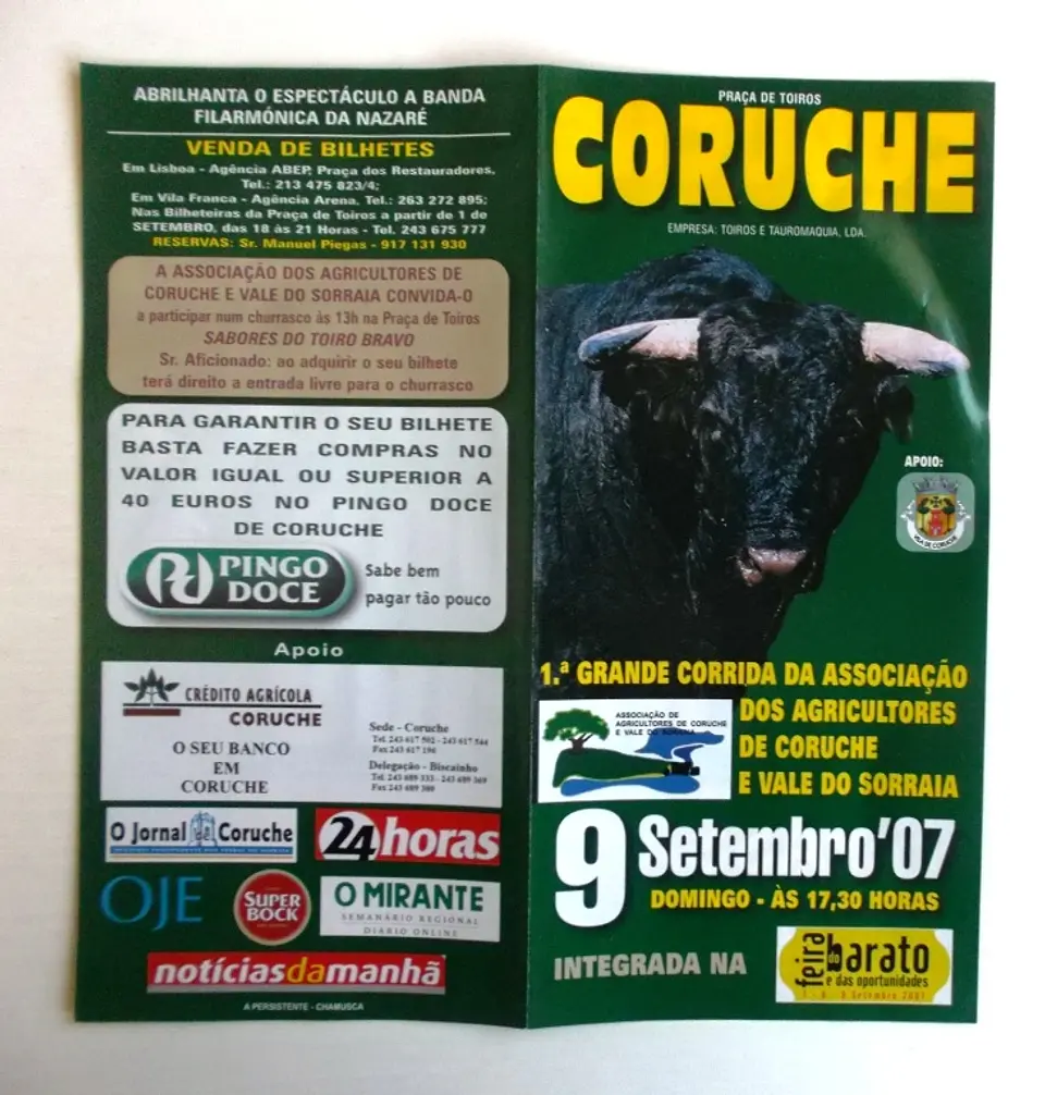 Panfleto Corrida de Toiros - Coruche - Setembro 2007 1
