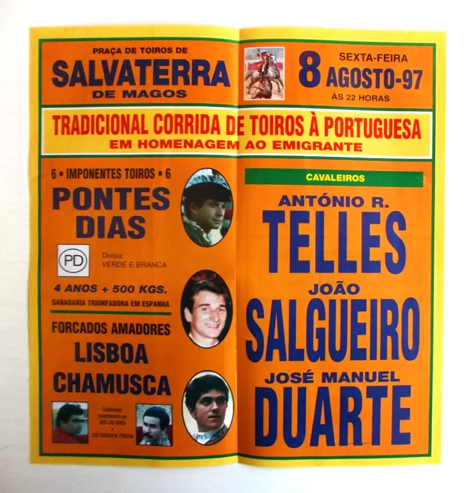Panfleto Corrida de Toiros - Salvaterra de Magos - Agosto 1997 2