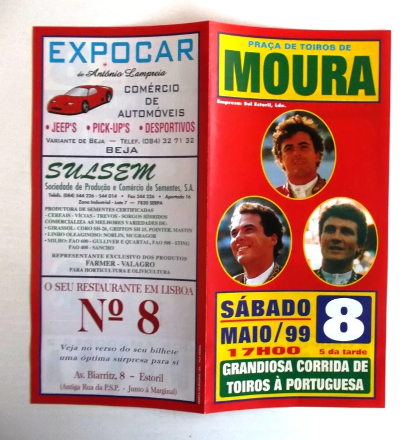 Panfleto Corrida de Toiros - Moura - Maio 1999 1