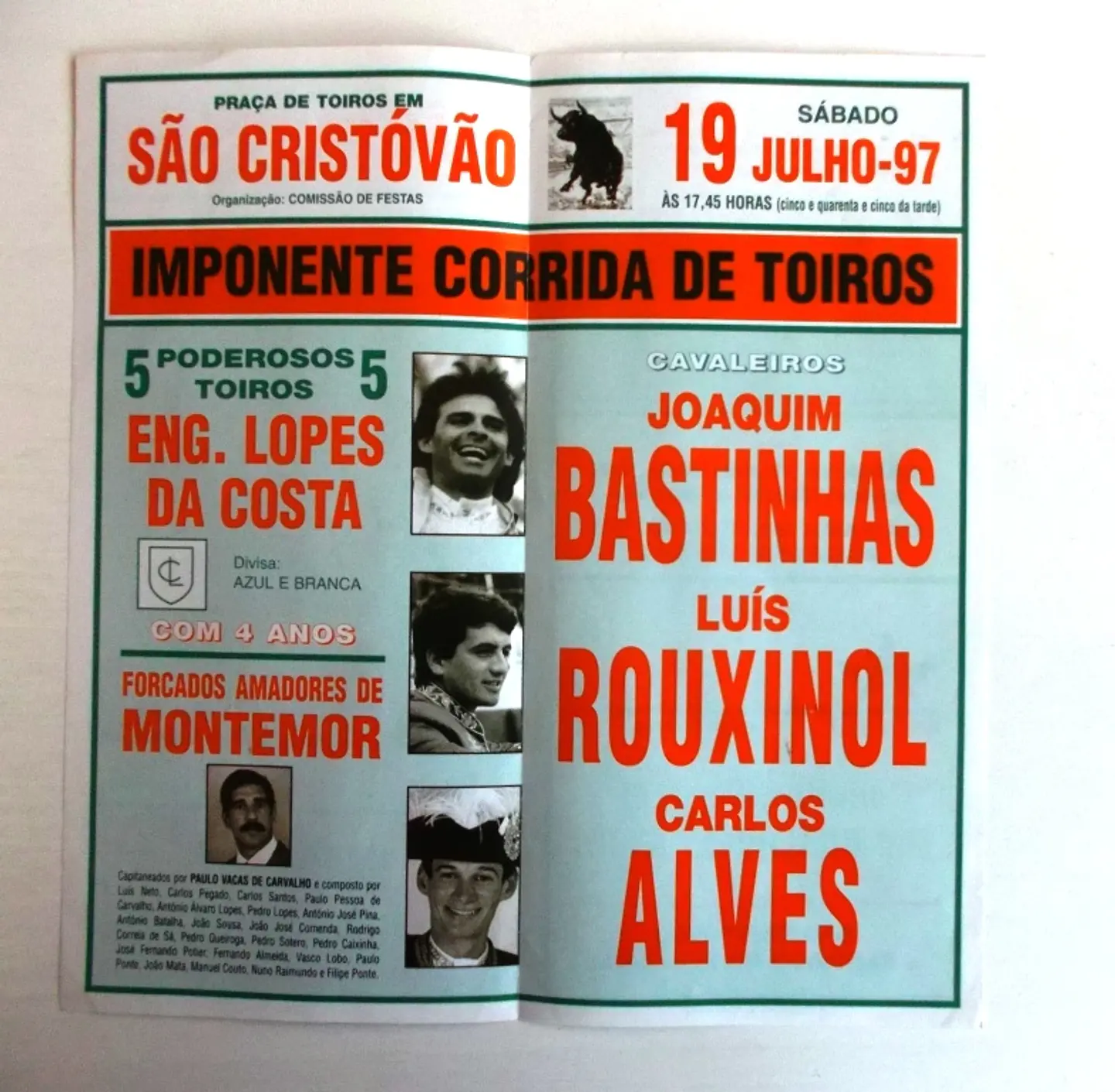 Panfleto Corrida de Toiros - São Cristóvão - Julho 1997 2