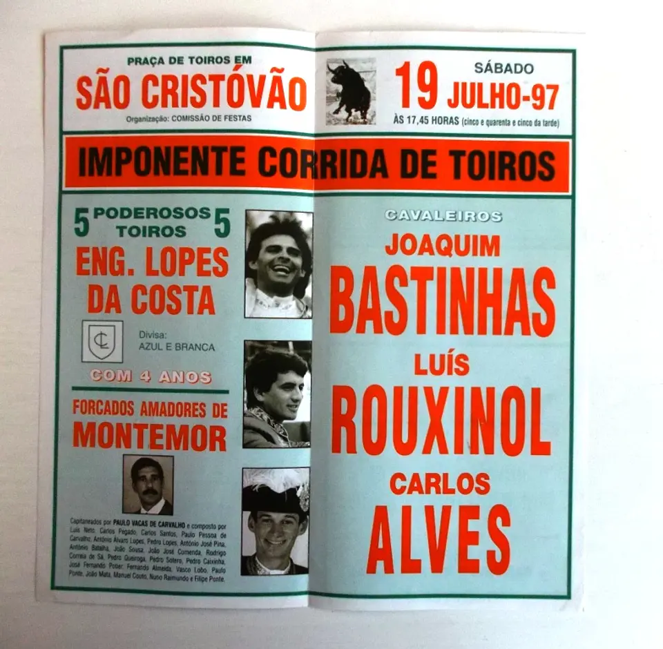 Panfleto Corrida de Toiros - São Cristóvão - Julho 1997 2