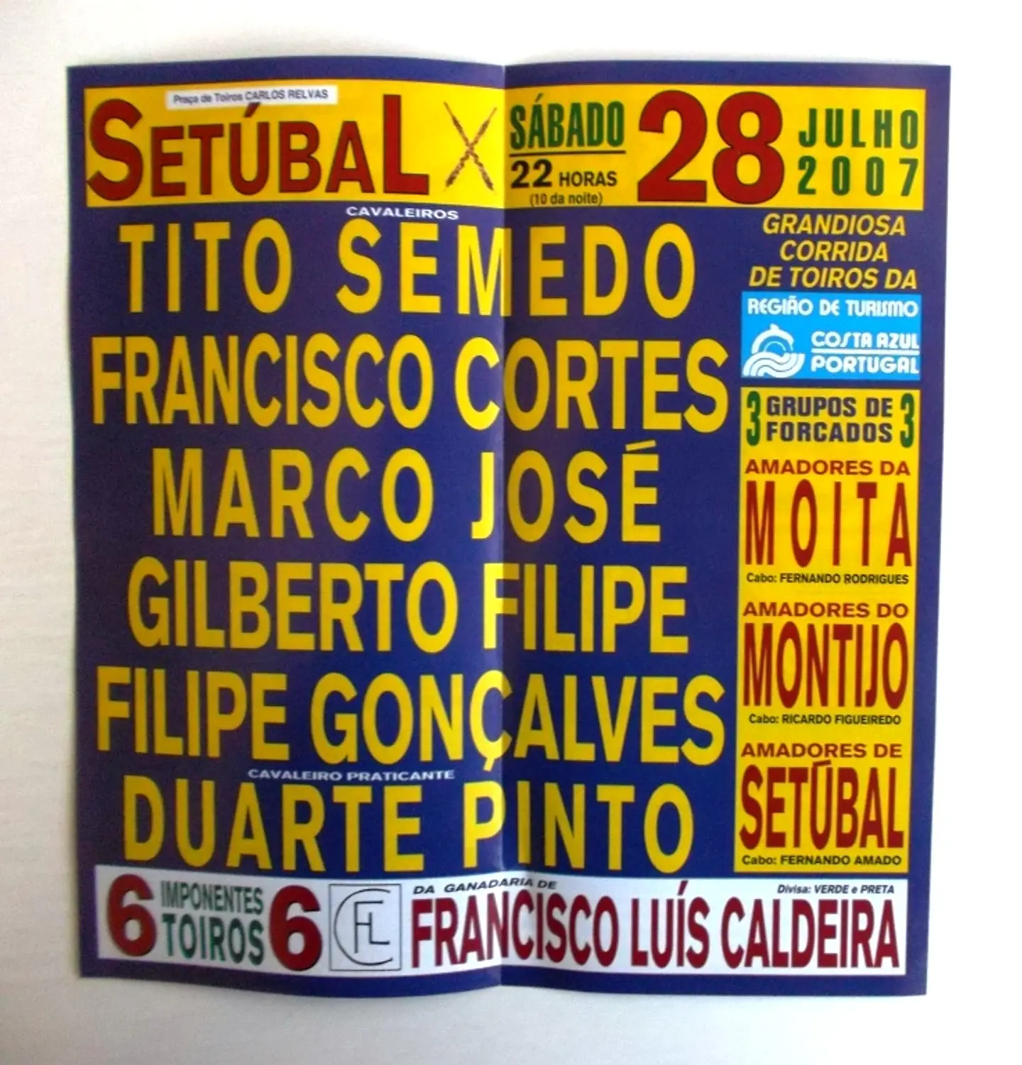 Panfleto Corrida de Toiros - Setúbal - Julho 2007 2