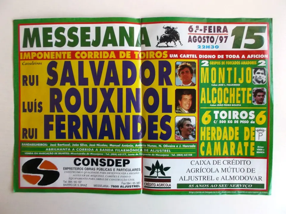Panfleto Corrida de Toiros - Messejana - Agosto 1997 2