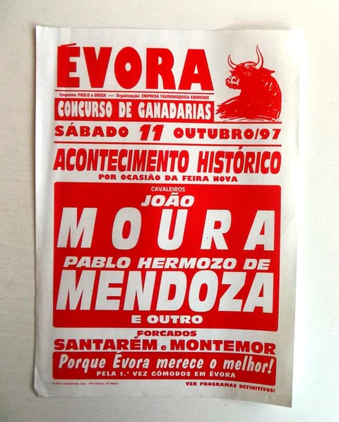 Panfleto Corrida de Toiros - Évora - Outubro 1997