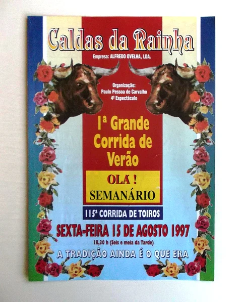 Panfleto Corrida de Toiros - Caldas da Rainha - Agosto 1997