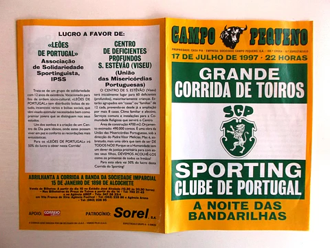 Panfleto Corrida de Toiros - Lisboa - Julho 1997