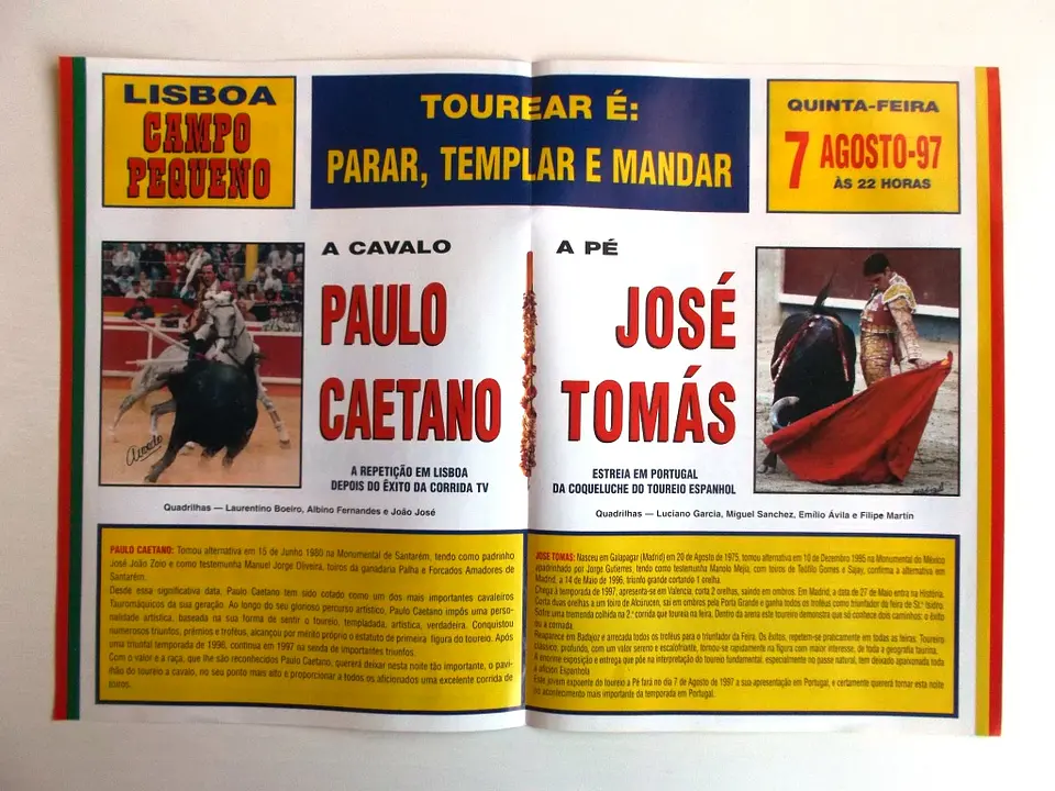 Panfleto Corrida de Toiros - Lisboa - Agosto 1997 2