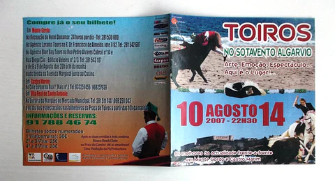 Panfleto Corrida de Toiros - Monte Gordo - Agosto 2007