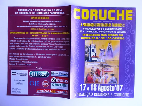 Panfleto Corrida de Toiros - Coruche - Agosto 2007