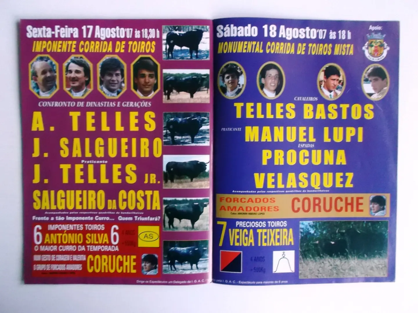 Panfleto Corrida de Toiros - Coruche - Agosto 2007 2