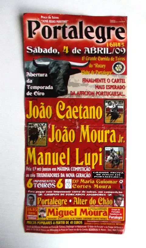 Panfleto Corrida de Toiros - Portalegre - Abril 2009