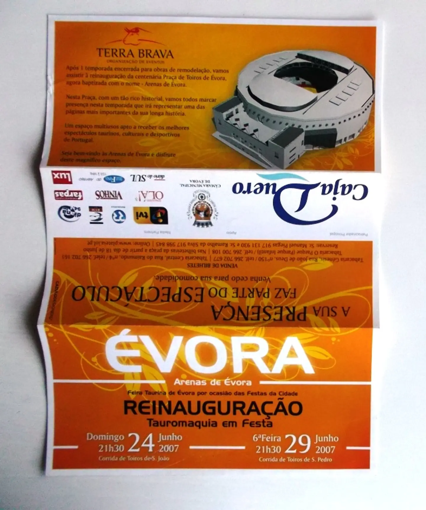Panfleto Corrida de Toiros - Évora - Junho 2007 1