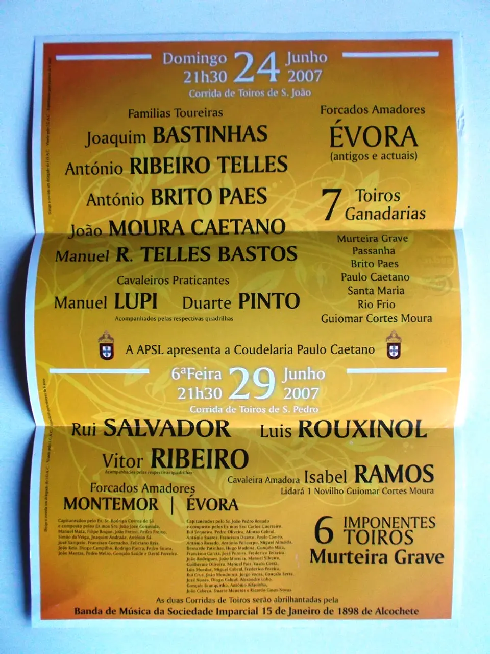 Panfleto Corrida de Toiros - Évora - Junho 2007 2