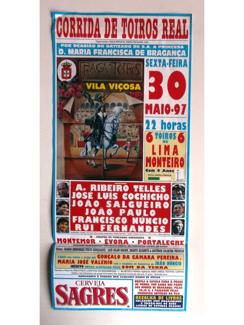Panfleto Corrida de Toiros - Vila Viçosa - Maio 1997