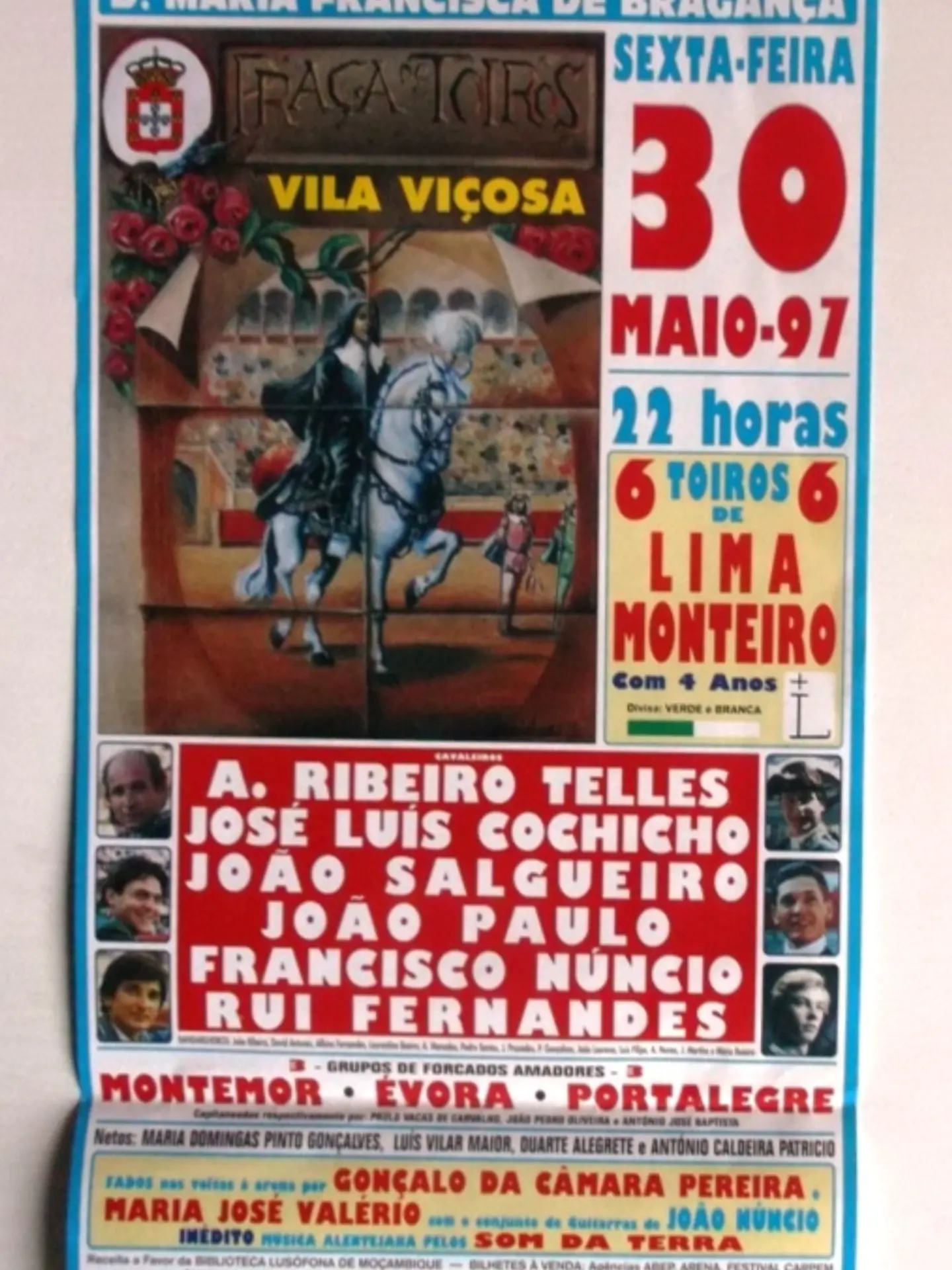 Panfleto Corrida de Toiros - Vila Viçosa - Maio 1997 1