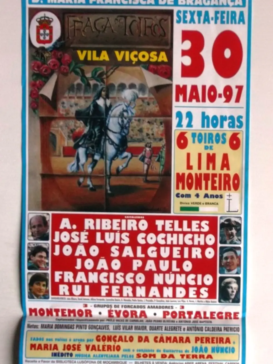 Panfleto Corrida de Toiros - Vila Viçosa - Maio 1997 1
