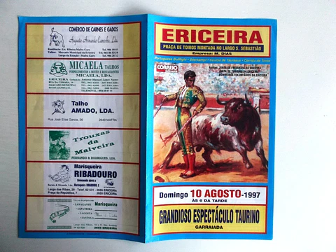 Panfleto Corrida de Toiros - Ericeira - Agosto 1997