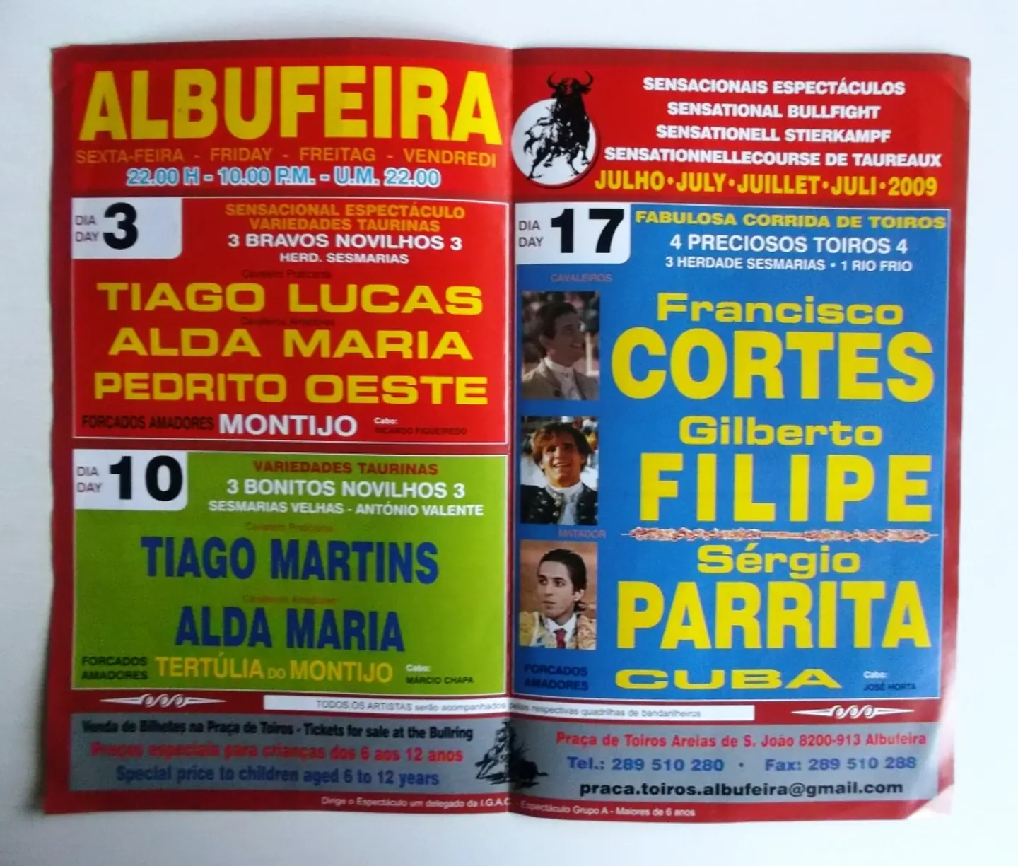 Panfleto Corrida de Toiros - Albufeira - Setembro 2009 2