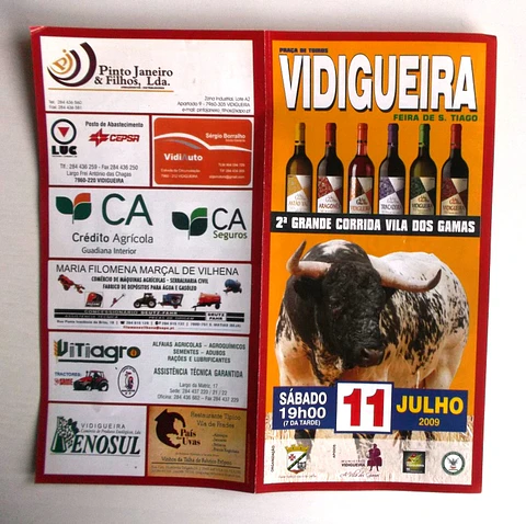 Panfleto Corrida de Toiros - Vidigueira - Julho 2009