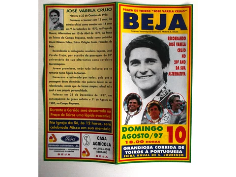 Panfleto Corrida de Toiros - Beja - Agosto 1997