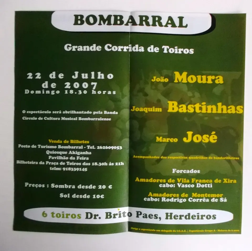 Panfleto Corrida de Toiros - Bombarral - Julho 2007 2