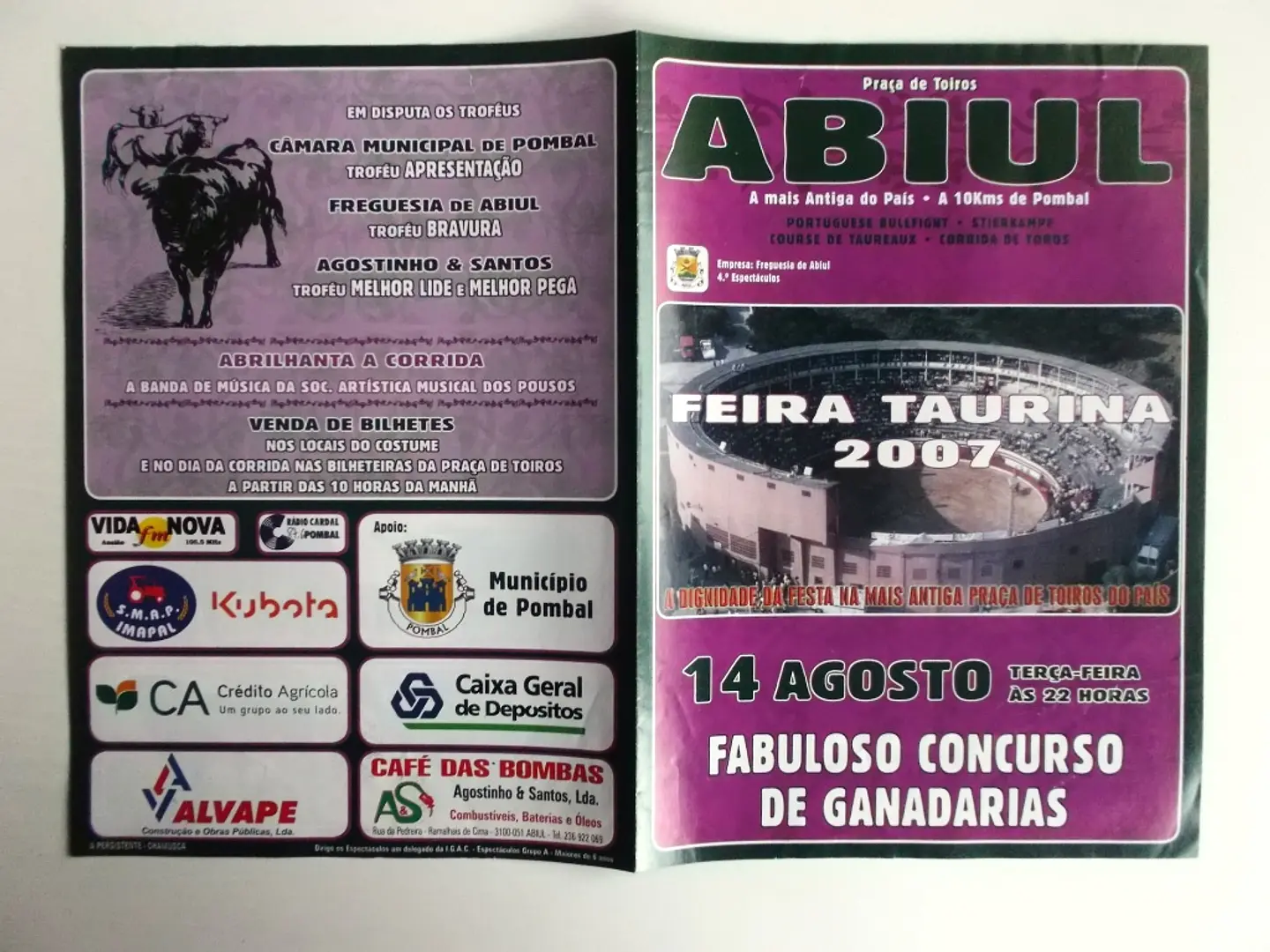 Panfleto Corrida de Toiros - Abiul - Agosto 2007 1