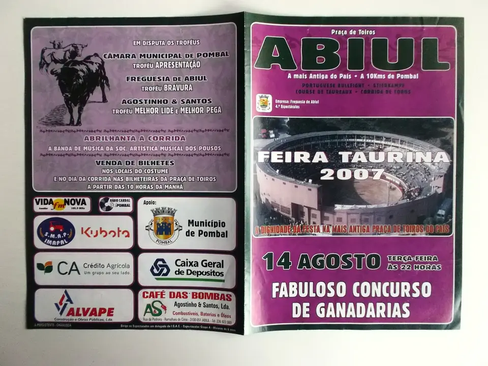 Panfleto Corrida de Toiros - Abiul - Agosto 2007 1
