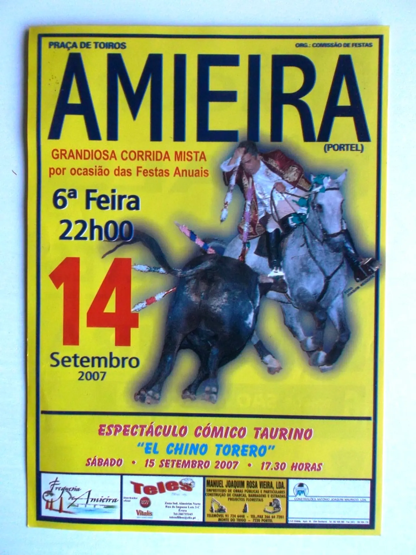 Panfleto Corrida de Toiros - Amieira - Setembro 2007 1